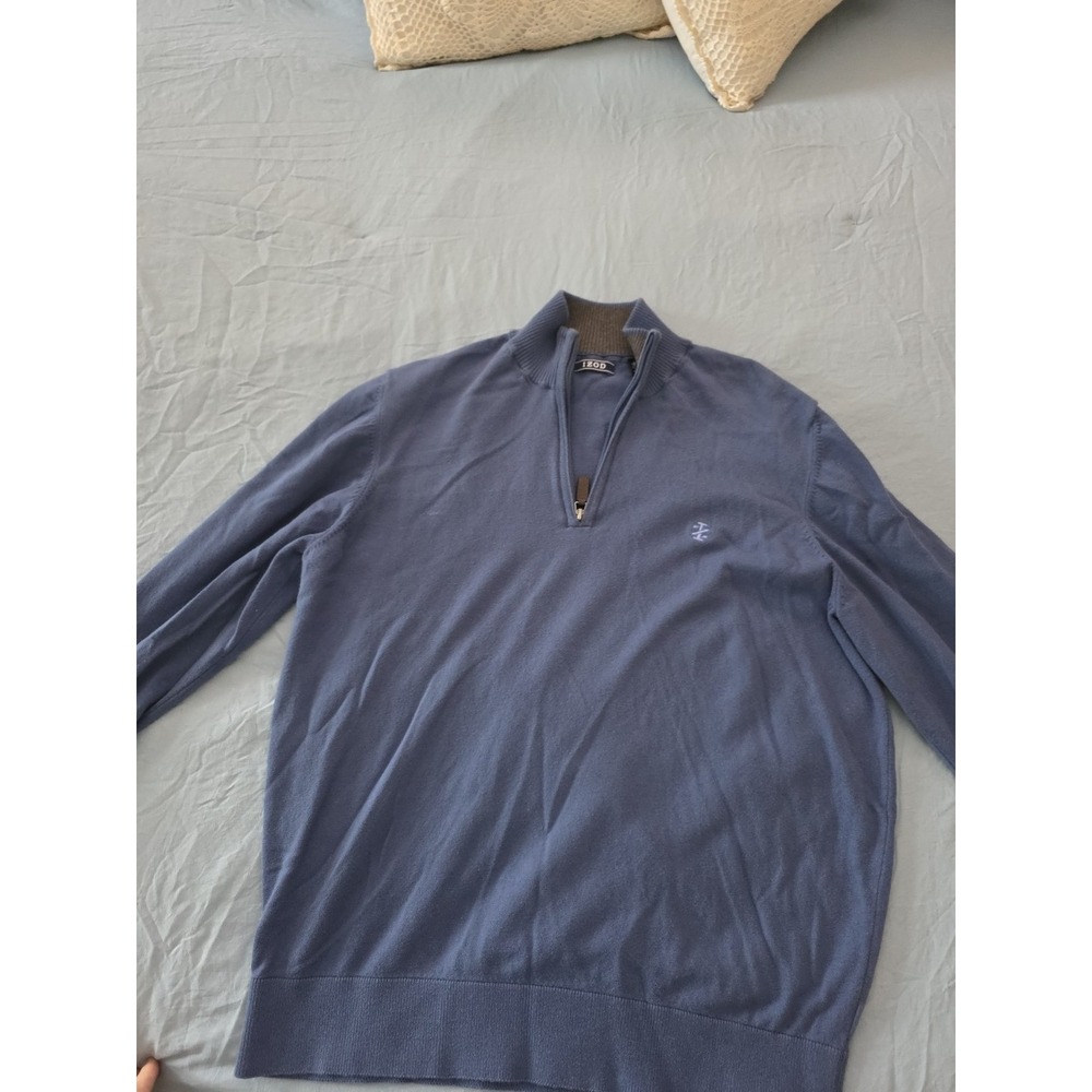 IZOD Advantage Performance Stretch 1/4‎ Zip Pullover Sweatshirt Men's M Blue - Picture 1 of 8